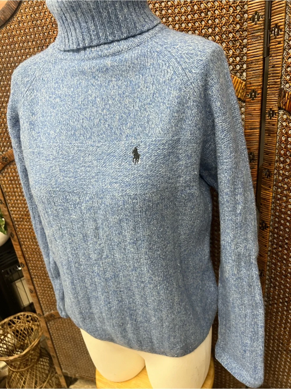 Ralph Lauren turtleneck wool sweater large blue